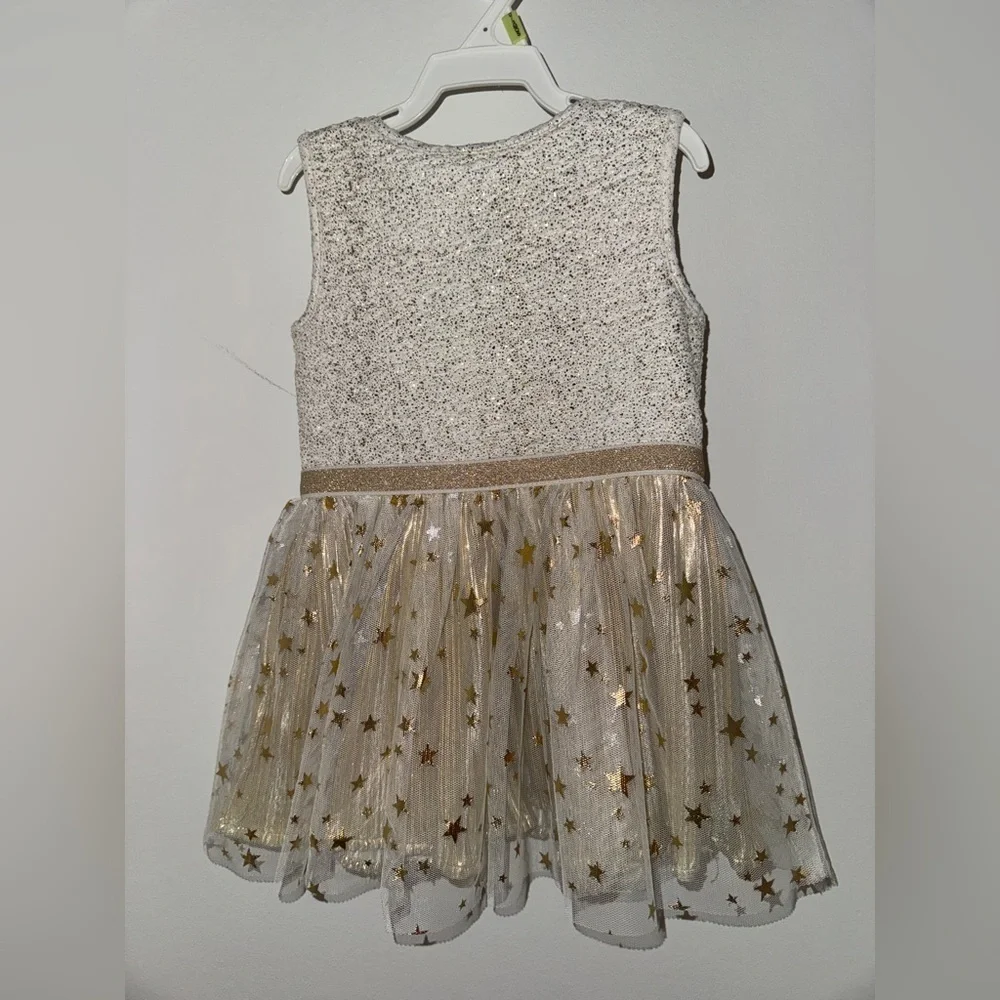 The Children's Place Glittery White and Gold Dress